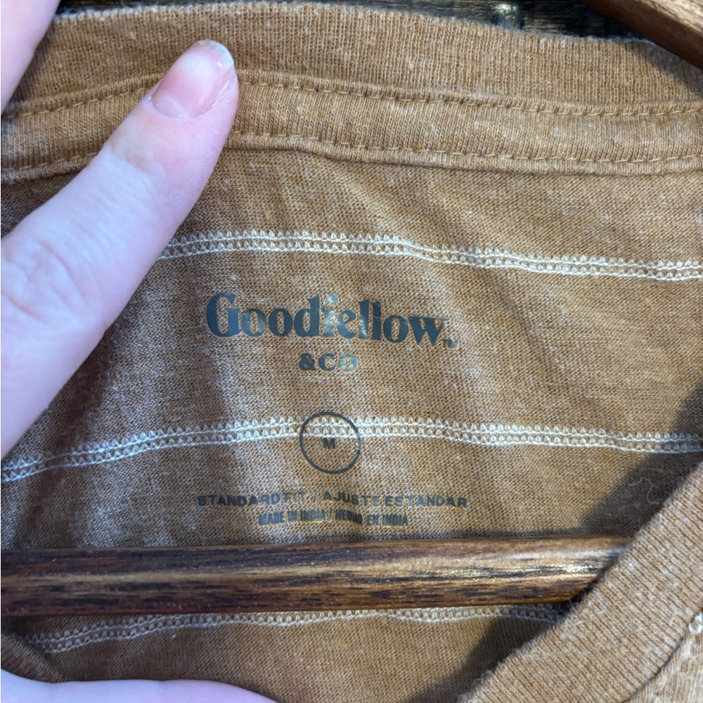 Goodfellow & Co Brown Striped Short Sleeve Tee - Picture 3 of 3